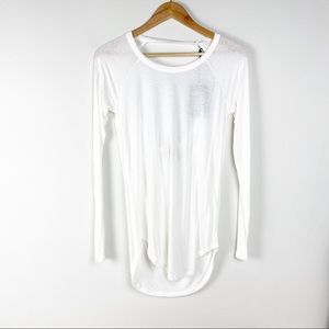 CHASER Open Cowl Back Long Sleeve Top Off White Color Distressed Burnout